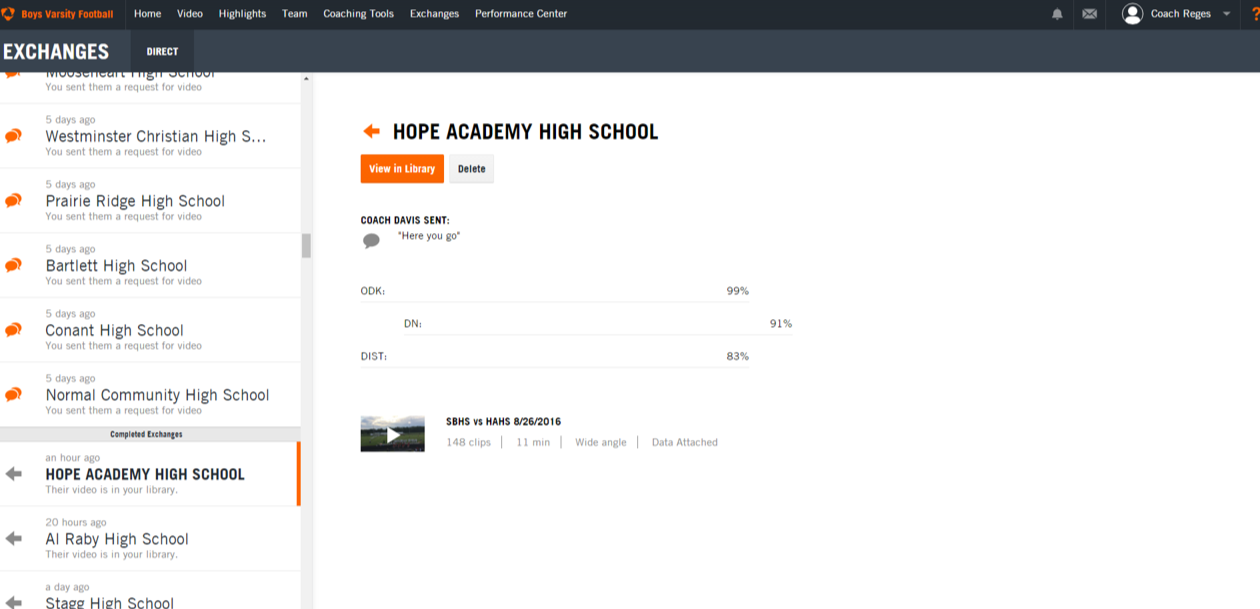 Hudl response from coaches